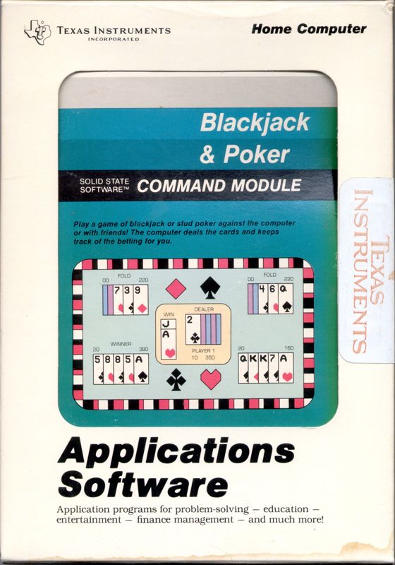 Blackjack & Poker box art for TI-99